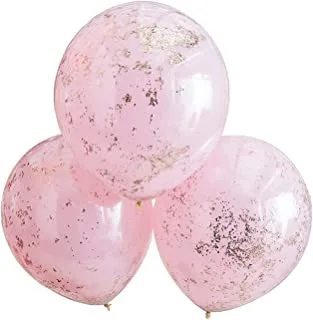 Ginger Ray Pink and Rose Gold Double Layered Confetti Balloons Party Decoration 3 Pack