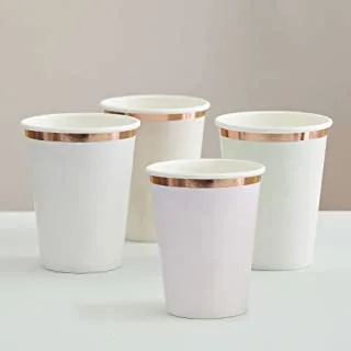 Ginger Ray Pastel Watercolour Printed with Rose Gold Foil Edging Paper Party Cups 8 Pack