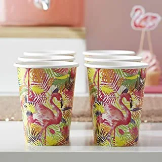 Ginger Ray Flamingo Fun Tropical Paper Cups 8-Pieces