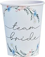 Ginger Ray Hen Floral Printed 'Team Bride' Paper Party Cups 8 Pack, 8 Count (Pack of 1)