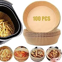 SHOWAY 100PCS Air Fryer Disposable Paper Liner, Necomi Non-stick Disposable Air Fryer Liners, Baking Paper for Air Fryer Water-proof, (Natural), PAPERL16-100P