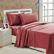 DONETELLA Luxury Sheets and Pillows Cover Set 4 Pcs,300 TC, King Size, KYRA SO SS4P2, Red