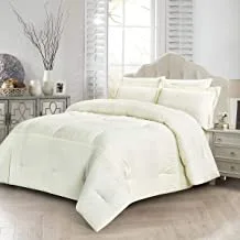 Donetella Twin Size Comforter Set 4 Pcs Bedding Set With Crinkle Embroidery, Comforters with Super-Soft Down Alternative Filling, Ivory