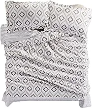 DONETELLA Duvet Cover Set 4 Pcs 100% Cotton Bedding for Single Bed, Reversible Style with Printed Comforter Covers, Hidden Zipper Closure and Corner Holders