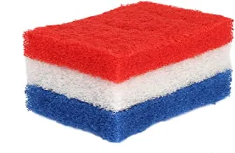 Royalford Royalbright Scouring Hand Pads- RF10625 Premium Quality and Heavy-Duty Scrub Pad For Cleaning Kitchen and Bathroom Use Pack of 3 White, Red and Blue.
