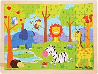 ألغاز إيباما للأطفال 60 قطعة ألغاز تركيب خشبية ملونة للأطفال الصغار ألعاب ألغاز تعليمية لمرحلة ما قبل المدرسة للأولاد والبنات لعبة جيجسو لتعلم موضوع الحيوانات