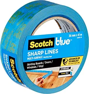 Scotch Blue Premium Masking Tape Sharp Lines 36mm x 41m | Blue color | Masking and Protection | High adhesion | Multi-Surface | For Skirting Boards, Doors | Easy to Remove no residue | 1 roll/pack