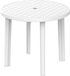 Cosmoplast 85 cm Plastic Round Table For Indoors And Outdoors, White