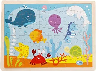 ألغاز إيباما للأطفال 60 قطعة ألغاز تركيب خشبية ملونة للأطفال الصغار ألعاب ألغاز تعليمية لمرحلة ما قبل المدرسة للأولاد والبنات لعبة تعليمية بانوراما من حيوانات المحيط