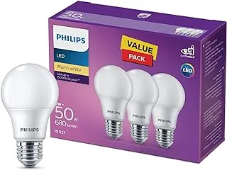 Philips LED Light Non Dimmable Bulb 50 W E27 3000K 3PCS