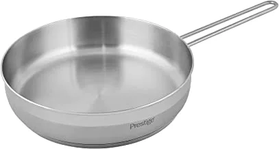Prestige Infinity Stainless Steel Open Fry Pan 28 CM | Non-Stick | Extra Long Handle | Induction Compatible | 18/10 chromium Nickel stainless steel-Silver