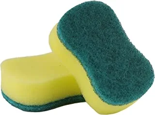 Royalford Royalbright Heavy Duty Scrub Sponges- RF10627 Scrub Pads for Kitchen Sink and Bathroom Use 2 in 1 Cleaning Supplies Ideal for Dish wash Liquid Multi-Purpose No Scratch Pack of 2 Green