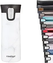 Contigo's Pinnacle Autoseal Thermobecher ، Edelstahl-Reisebecher ، Isolierbecher ، auslaufsicher ، Kaffeebecher to Go ، مج للسفر ، سهل التنظيف ، ديكل ، BPA-frei ، 420 مل ، رخام أبيض