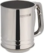 Royalford Flour Sifter, Durable & Hygienic Design, Stainless Steel Dredger Shaker with Handle Ideal for Sugar, Salt, Icing Flour, Chocolate, Cocoa, Mince Pies, Pancakes Silver RF10777