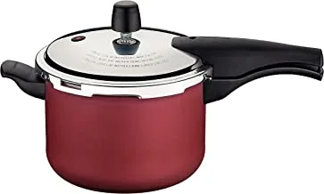 Tramontina Vancouver Pressure Cooker Red 20 cm 4.50 Litre capacity | 4 Safety Valves and Locking system & Internal/External Non-Stick Coating