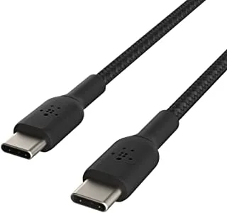 Belkin BoostCharge braided USB C to fast charger cable, USB type C charger cable fast charging for iPhone 15, Samsung Galaxy S23, Google Pixel, iPad, MacBook, Nintendo and more - 1m, Black