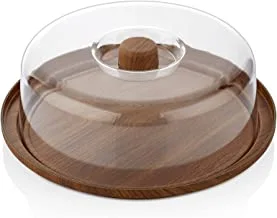 EVELIN Round Bread & Cake Serving Box Container With Lid Cake Server Storage Keeper Tray with See-Through. (Without Lid) (SERVING TRAY WITH COVER)