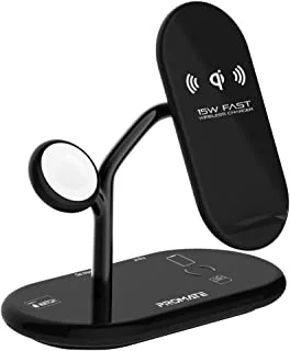 Promate Wireless Charging Station,4-in-1,Charging Dock with 5W Magnetic MFi Apple Watch Charger,15W Qi Charging Stand,24W USB-C Power Delivery Port and,5W/10W Qi Charging,AirPods,iPhone13,Bonsai-BLACK
