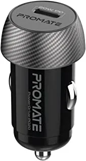 Promate Ultra-Compact Super-Fast USB-C Car Charger Adapter with 20W USB-C Power Delivery for iPhone 13, Galaxy S21, iPad Pro (PowerDrive-PD20)