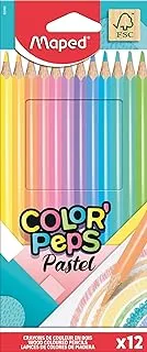 Maped Pastel Color Pencil 12-Pieces Set, Multicolour