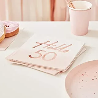 Ginger Ray Rose Gold Foiled Hello 50th Birthday Paper Party Napkins 16 Pack