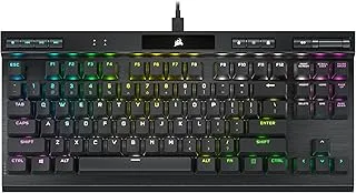 لوحة مفاتيح الألعاب الضوئية الميكانيكية من سلسلة Corsair K70 RGB TKL Champion بدون مفاتيح (مفاتيح OPX RGB الضوئية الميكانيكية ، أغطية مفاتيح PBT مزدوجة اللقطات ، كابل USB-C قابل للفصل) QWERTY ، تخطيط NA - أسود