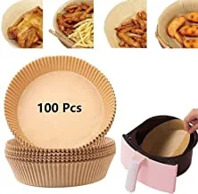 SHOWAY Air Fryer Disposable Paper Liner, 100PCS Non-stick Disposable Air Fryer Liners, Baking Paper for Air Fryer Oil-proof, Water-proof, Parchment for Baking Roasting Microwave (6.3inch, Natural) (1)