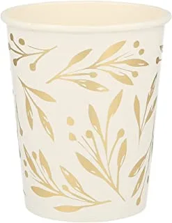 Meri Meri Gold Leaf Paper Cup 8-Packs, White/Gold