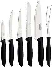 Tramontina 6 pcs Knife Set - Stainless Steel Sharp Professional Kitchen Chef Cooking Knives set with Black Handles