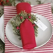 Ginger Ray Christmas Foliage & Berry Napkin Rings Pack of 6, 13cm