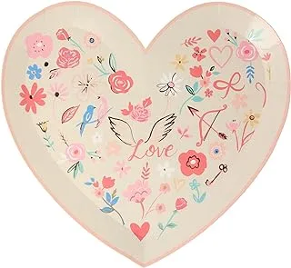 Meri Meri Heart Die Cut Paper Plates 8-Pack, Multicolor