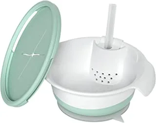Supermama Baby Bowl 3-in-1 Multi-functional BPA-free with Straw, Cover Anti-scalding Handle, Self Feeding Suction Bowl for Babies Kids Toddlers (Green)