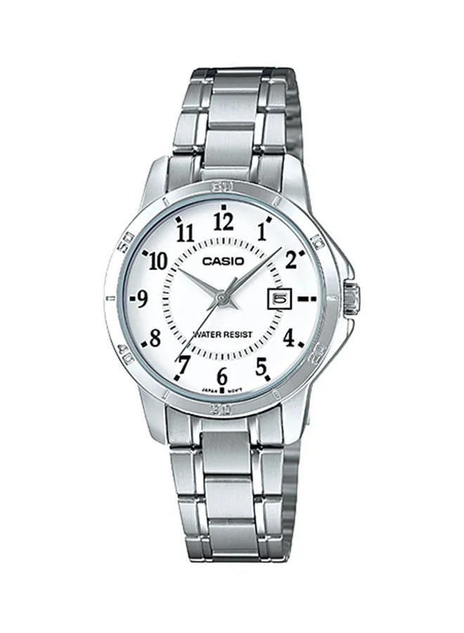 CASIO Women's Water Resistant Analog Watch LTP-V004D-7BUDF - 35 mm - Silver