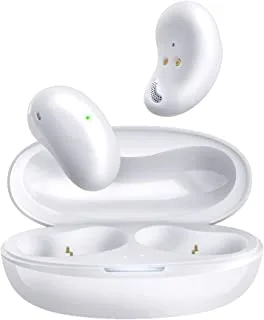 Promate True Wireless Earbuds, In-Ear Bluetooth v5.1 ENC Mini Earphones with 4 Noise Cancelling Mics, 33H Playtime, Smart Touch Controls and Wireless Charging Case for iPhone 14,Galaxy S22,Teeny White