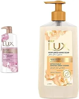 Lux Moisturising Body Wash Soft Rose For All Skin Types, 700ml & Perfumed Hand Wash Velvet Touch, 500Ml