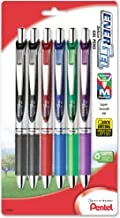 أقلام حبر جل ديلوكس RTX برأس معدني من Pentel EnerGel - عبوة من 6 أقلام حبر متعددة الألوان