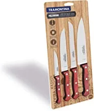 طقم سكاكين ترامونتينا 4 قطع - طقم سكاكين طاه محترف من الفولاذ المقاوم للصدأ مع مقابض من الخشب الرقائقي.