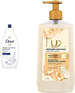 Dove Body Wash Deeply Nourishing, 500Ml & Lux Perfumed Hand Wash Velvet Touch, 500Ml
