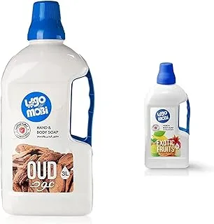 Mobi liquid hand soap, oud scent, 3 litre & liquid hand soap, fruit scent, 3 litre