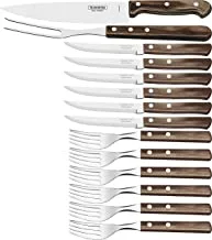 Tramontina Churrasco 14 Pieces Stainless Steel Barbecue Kit Set with Treated Brown Polywood Handles