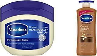 Vaseline Petroleum Jelly Original, 450ml & Body Lotion Cocoa Radiant With Cocoa Butter, Non-Greasy Formula, Restores Glow To Dull, Dry Skin, 400Ml