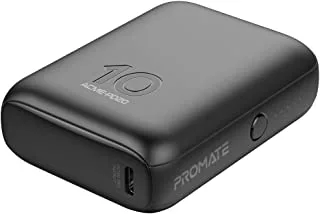 Promate USB-C Power Bank, World’s Smallest 10000mAh Portable Charger with 20W USB-C Power Delivery Input/Output Port, QC 3.0 22.5W Port and Over-Heating Protection Acme-PD20 Black