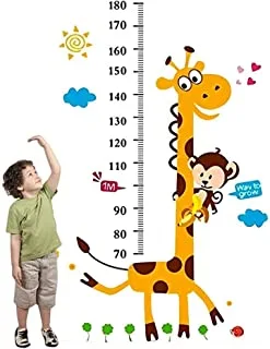 مخطط نمو الارتفاع للأطفال من SHOWAY ، ملصقات ارتفاع الكرتون ، قياس ارتفاع مخطط نمو الأطفال الزرافة الكرتونية ، مخطط ارتفاع النمو القابل للفصل متعدد الألوان