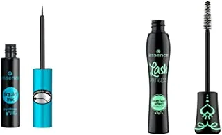 Essence Black Liquid Ink Waterproof Eyeliner, 3 Ml & Lash Princess False Lash Effect Mascara - Black