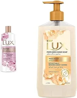 Lux Moisturising Body Wash Soft Rose For All Skin Types, 500ml & Perfumed Hand Wash Velvet Touch, 500Ml
