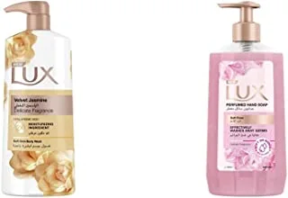 Lux Moisturising Body Wash Velvet Jasmine For All Skin Types, 700ml & Antibacterial Liquid Handwash Glycerine Enriched, Soft Rose For All Skin Types, 500Ml