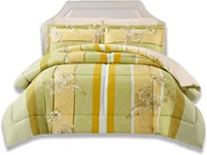 DONETELLA Reversible Bedding Set, Printed Comforter Set, 6-Piece Quilt Set With Matching Fitted Sheet, Pillow Shams and Pillow Cases For Double Bed (King) (طقم لحاف سرير)