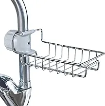 SKY-TOUCH, Sink Caddy Single Layer Stainless Steel Faucet Storage Rack Organizer, Dark Grey, SK3C3001