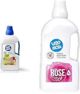 Mobi liquid hand soap, fruit scent, 3 litre & liquid hand soap, rose scent, 3 litre