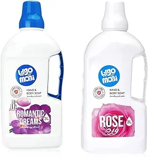 Mobi liquid hand soap, romance scent, 3 litre & liquid hand soap, rose scent, 3 litre